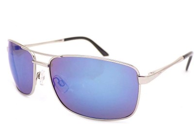 Stone by Bloc Pilot Style Sunglasses Silver with Blue Mirror Lens ST602