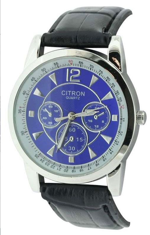 Citron Quartz Blue Silver Round Face Gents Fashion Watch Luminous Hands ASG120B