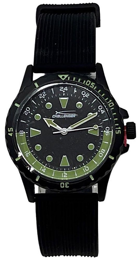 Challenge 50 mtr Waterproof Swimming Watch Silicon Strap Black & Green CHG214A