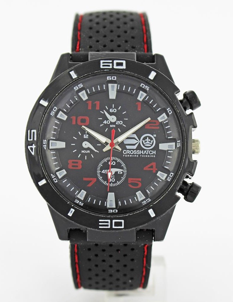 CROSSHATCH Gents Watch Black / Red with Silic