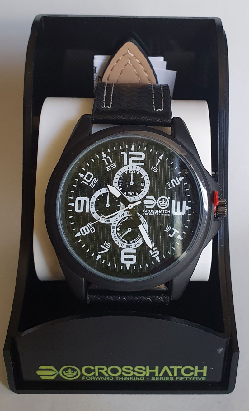 CROSSHATCH Gents Watch Black / Red with Woven