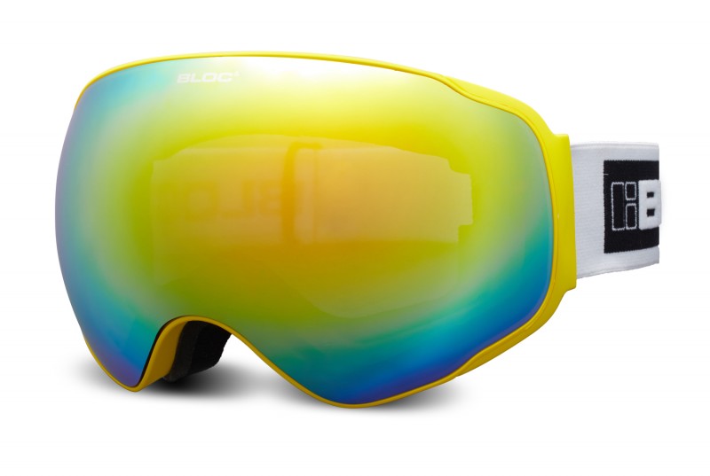 bloc drift ski goggles dr4 matt black with orange/blue mirror lens