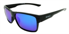 Wrapz 601 Polarised Sunglasses Gloss Black with Blue Mirror Lens