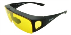 Wrapz 8118 Polarised Fit Over Sunglasses Matte Black with Yellow Low Light Night Lens Flip Up