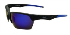 Wrapz 8120 Polarised Sunglasses Matte Black with Blue Mirror Lens