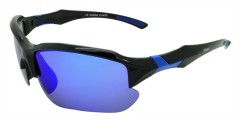 Wrapz 9301 Polarised Sunglasses Gloss Black with Blue Mirror Lens