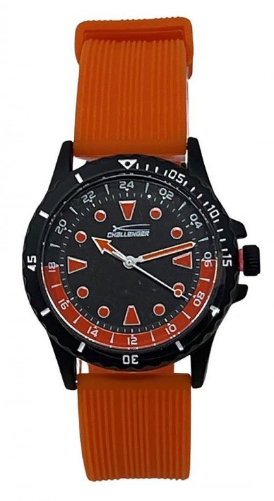 Challenge 50 mtr Waterproof Swimming Watch Silicon Strap Black & Orange CHG214D