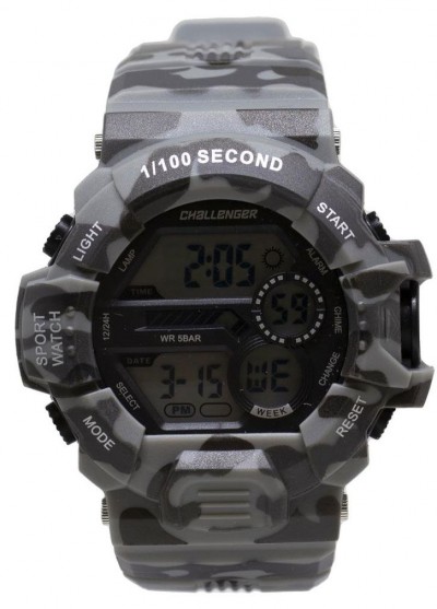 Challenger Waterproof Digital Chronograph Swimming Watch Grey Camouflage CHG216A