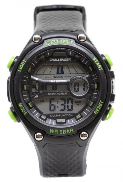 Challenger Waterproof Digital Chronograph Swimming Watch Black & Green CHG217D