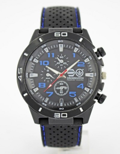 CROSSHATCH Gents Watch Black / Blue with Silicon Sport Strap CRS46C