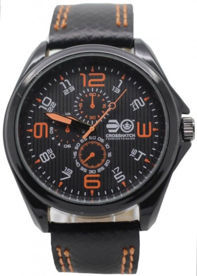 CROSSHATCH Gents Watch Black / Orange with Woven Sport Strap CRS62A