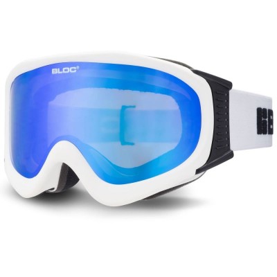 Bloc Ice Ski Goggles ice06 Matt White with Blue Mirror Lens